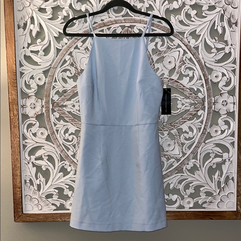 French Connection Women's Whisper Light Stretch Solid Mini Light Blue Dress sz 6 - Picture 5 of 17